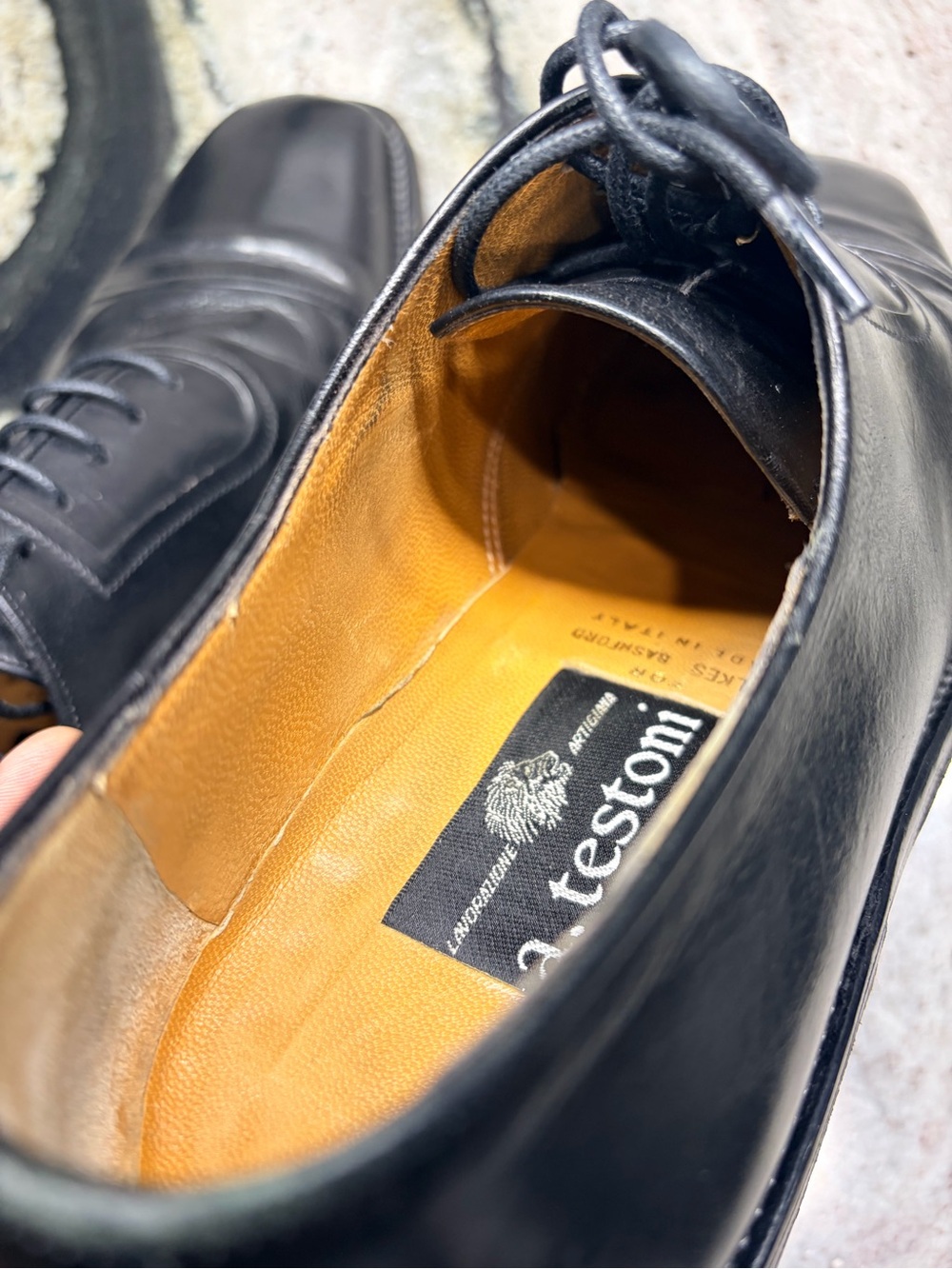 Vintage a.Testoni Wilkes Bashford Black Leather Oxfords Men’s US 9.5 - Picture 12 of 12